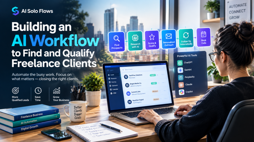 AI workflow for finding and qualifying freelance clients with automated lead research, scoring, outreach, and follow-up